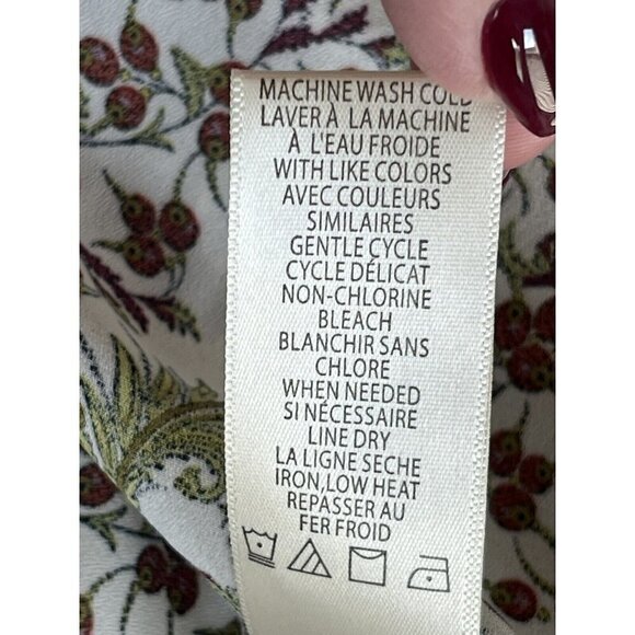 MAX STUDIO Women's Sz XS Cream & Burgundy Spring Floral Kimono NWT - Picture 7 of 10